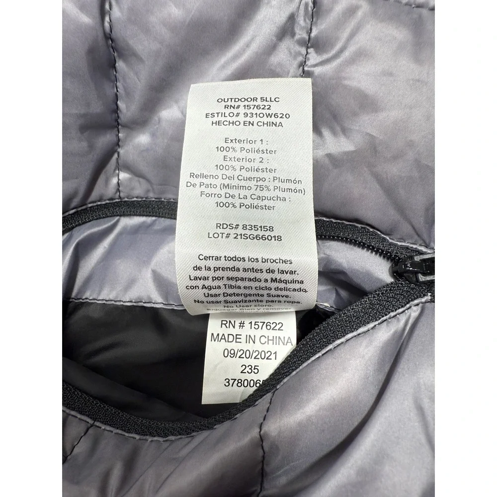 Eddie Bauer Reversible Hooded Puffer Jacket Ombre‎ Black Grey Down Fill Youth L